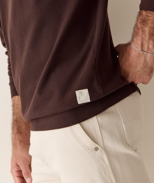 on model image of Sueded Rugby Polo