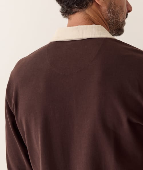 on model image of Sueded Rugby Polo