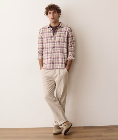 on model image of Classic Stretch Selvage Long Sleeve Shirt