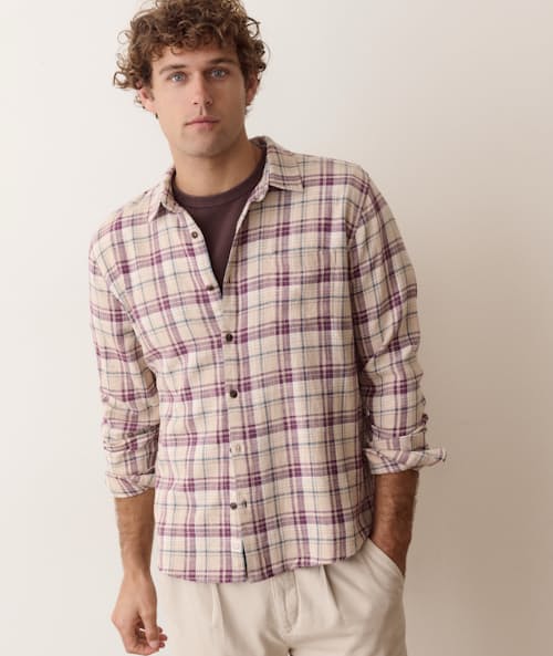 on model image of Classic Stretch Selvage Long Sleeve Shirt