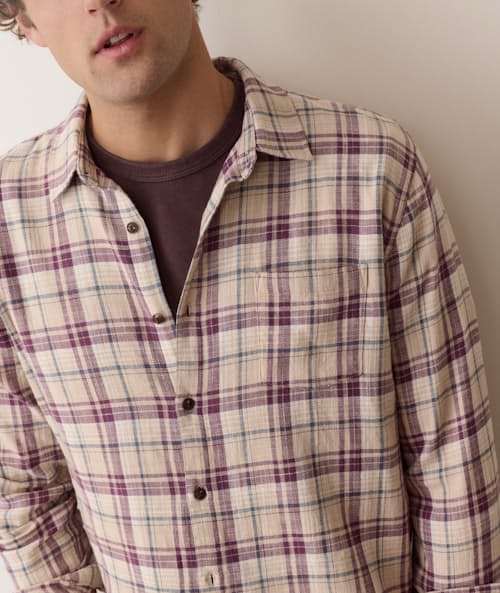 on model image of Classic Stretch Selvage Long Sleeve Shirt