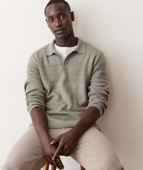on model image of Rugby Sweater Polo