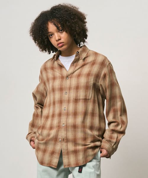 on model image of Piled Flannel Shirt