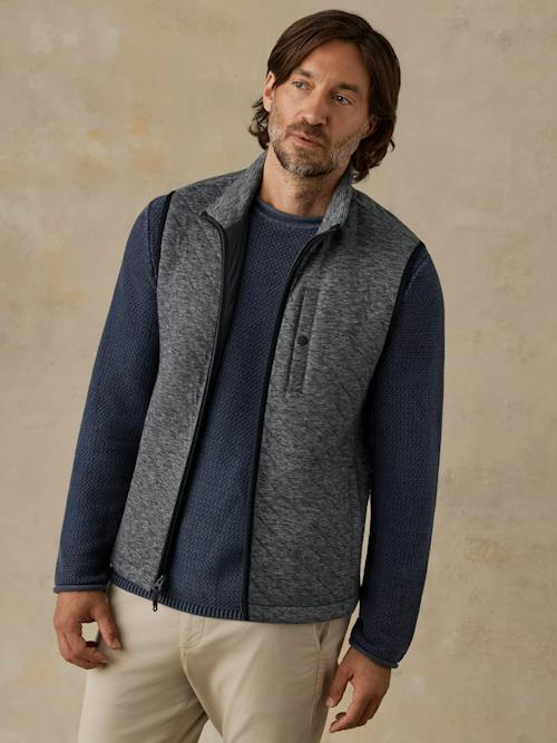on model image of Epic Quilted Fleece Vest