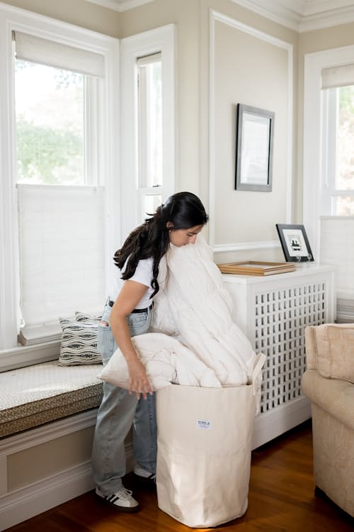 lifestyle image of Tall Canvas Storage Bin