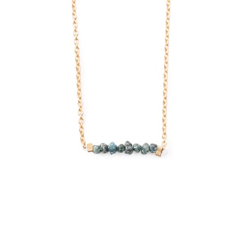 laydown image of Blue Rough Diamond Tiny Bridge Necklace