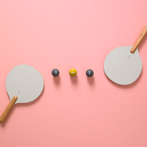 laydown image of Avora Natural Wood Paddle Tennis Set