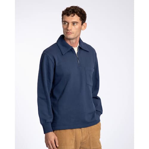 lifestyle image of Organic Cotton Levy Half Zip Pullover Sweater