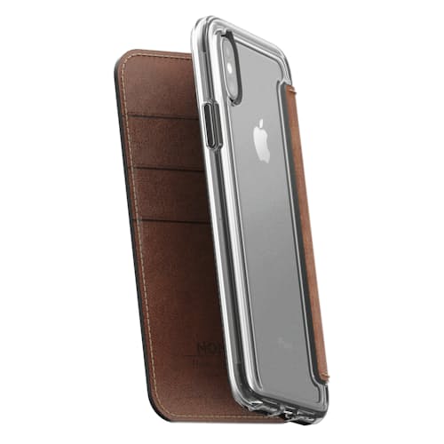 laydown image of Clear Folio - Rustic Brown Leather