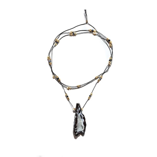 laydown image of Black Agate Stars Long Necklace