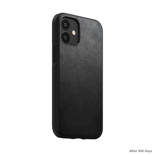 laydown image of Rugged Leather iPhone 12 Mini Case