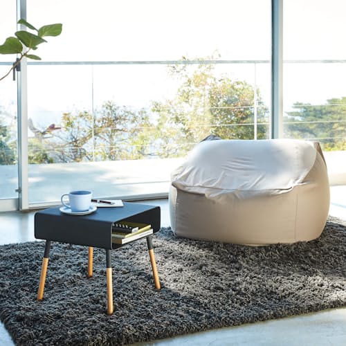 lifestyle image of Plain Side Table with Storage Shelf