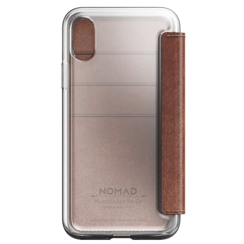 laydown image of Clear Folio - Rustic Brown Leather