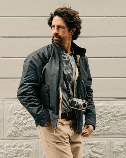 lifestyle image of Waxed Harrington Jacket