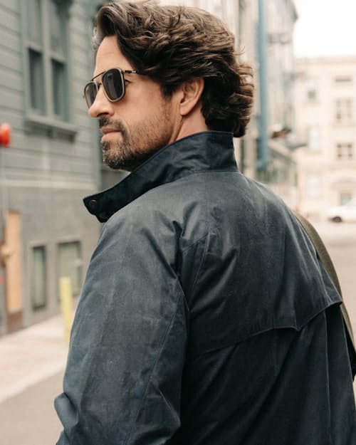 lifestyle image of Waxed Harrington Jacket