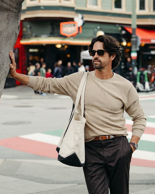 lifestyle image of Cotton Merino Crewneck Sweater