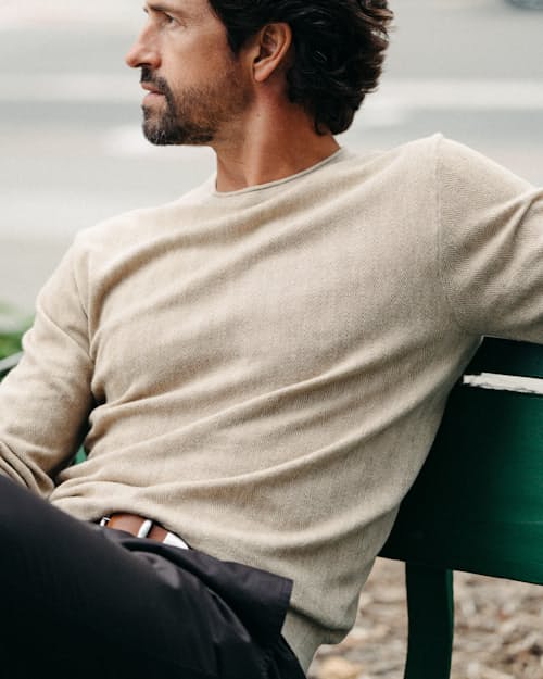 lifestyle image of Cotton Merino Crewneck Sweater