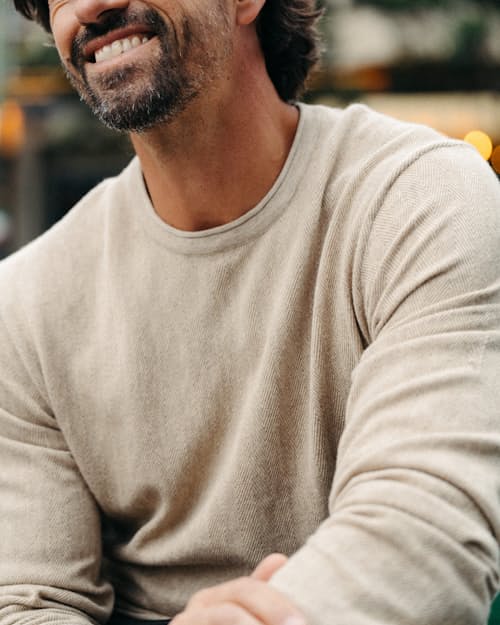 lifestyle image of Cotton Merino Crewneck Sweater