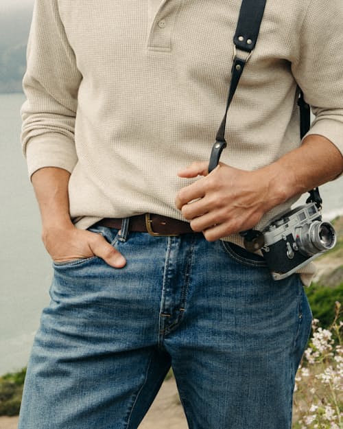 lifestyle image of Stretch Selvedge Denim - HB Athletic Straight