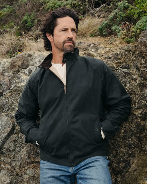 lifestyle image of Waxed Harrington Jacket