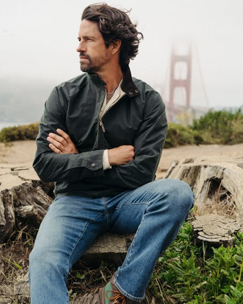 lifestyle image of Stretch Selvedge Denim - HB Athletic Straight