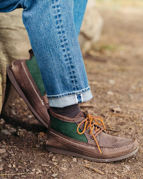lifestyle image of Flint and Tinder x Easymoc Camp Scout Boot
