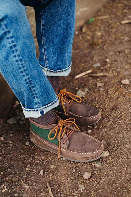 lifestyle image of Flint and Tinder x Easymoc Scout Boot