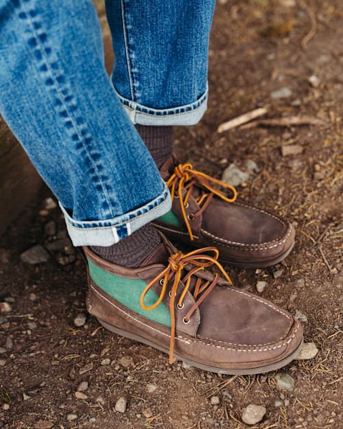 lifestyle image of Flint and Tinder x Easymoc Camp Scout Boot