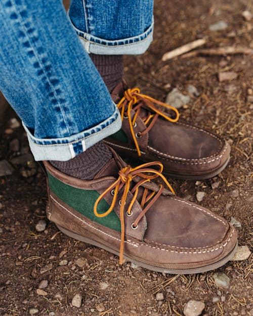 lifestyle image of Flint and Tinder x Easymoc Camp Scout Boot
