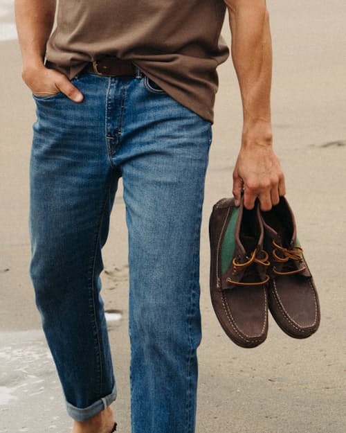 lifestyle image of Stretch Selvedge Denim - HB Athletic Straight