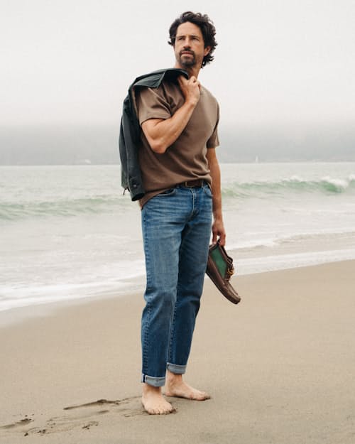 lifestyle image of Stretch Selvedge Denim - HB Athletic Straight