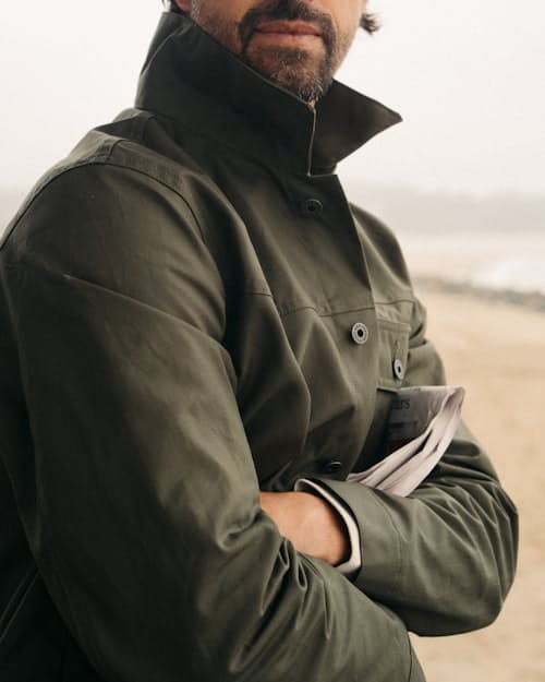 lifestyle image of Dry Wax Trucker Jacket