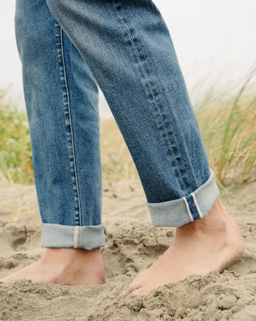 lifestyle image of Japanese Stretch Selvedge Denim - HB Athletic Straight