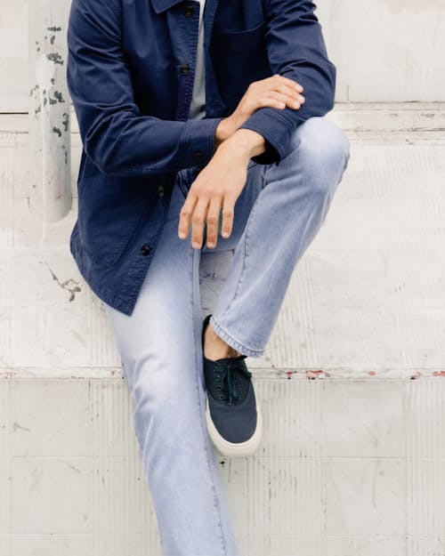 lifestyle image of All-Cotton Selvedge Denim - HB Straight