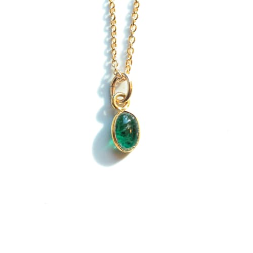 laydown image of Emerald Charm Necklace