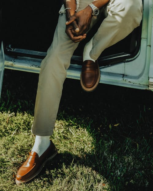 lifestyle image of Huckberry x Blackstock & Weber Lug Sole Loafer