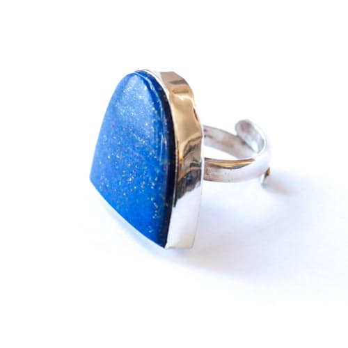 laydown image of Lapis Half Moon Ring