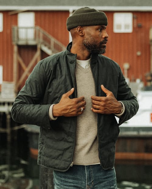 lifestyle image of York Quilted Waxed Jacket