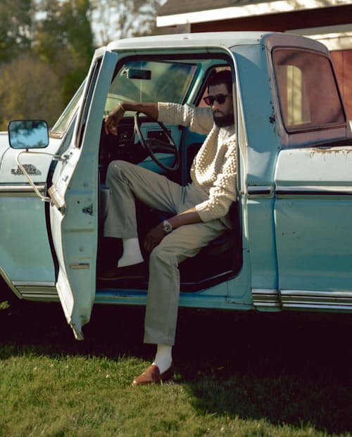 lifestyle image of Huckberry x Blackstock & Weber Lug Sole Loafer