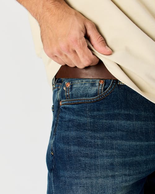on model image of Stretch Selvedge Denim - HB Classic