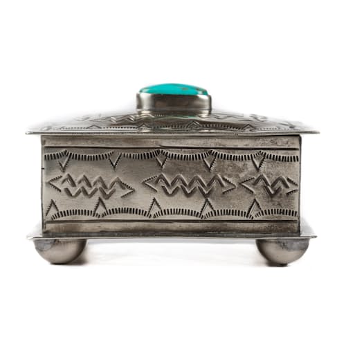 laydown image of Silver + Turquoise Jewelry Box
