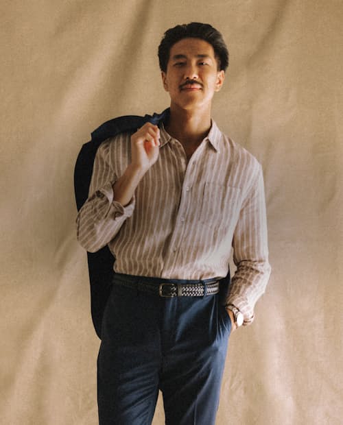 lifestyle image of Isles Linen Shirt