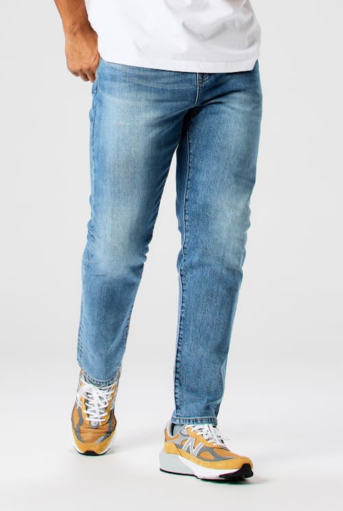 on model image of Stretch Selvedge Denim - HB Athletic Tapered
