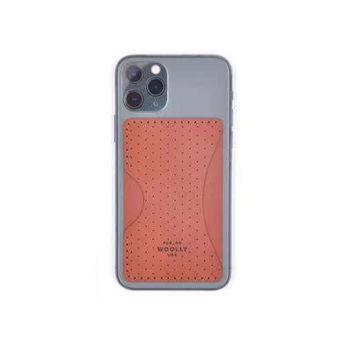 laydown image of Stick-On - Leather Phone-Case Card Slot