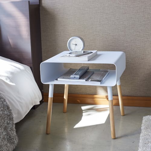 lifestyle image of Plain Side Table with Storage Shelf
