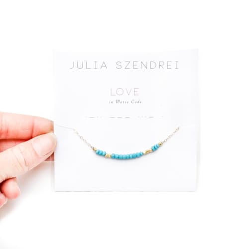laydown image of Morse Code "Love" Necklace