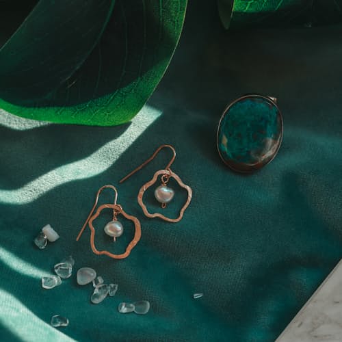 laydown image of Pearl Cloud Earrings