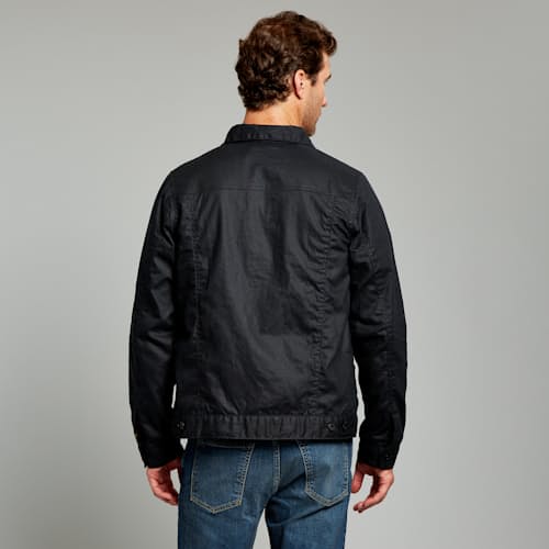 lifestyle image of Flannel-Lined Waxed Trucker Jacket