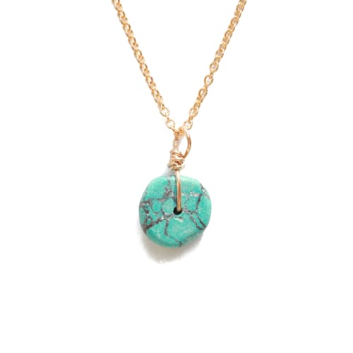 laydown image of Turquoise Circle Necklace