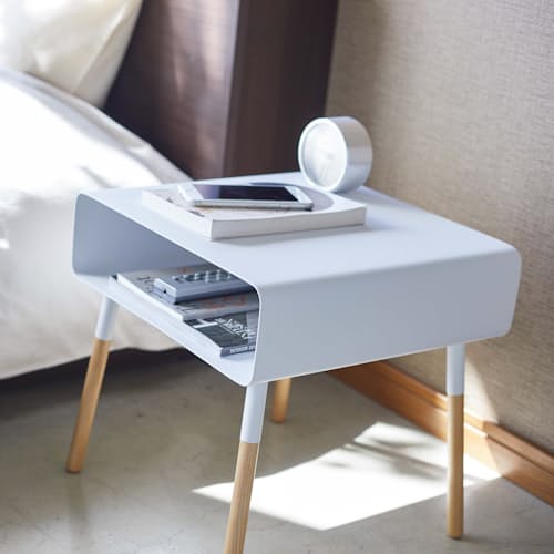 lifestyle image of Plain Side Table with Storage Shelf
